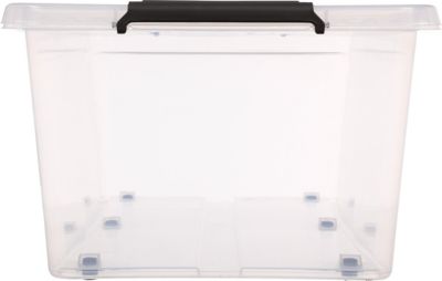 Boîte de rangement en plastique transparent avec roulettes Clip N' Box 55 L