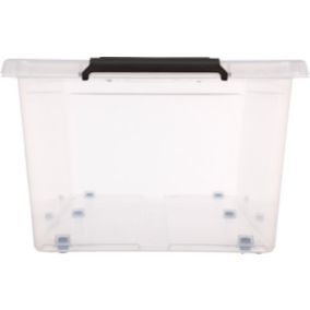 Boîte de rangement en plastique transparent avec roulettes Clip N' Box 55 L