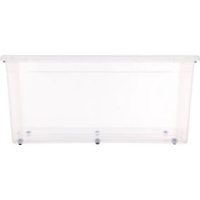 Boîte de rangement en plastique transparent avec roulettes Clip N' Box 75 L