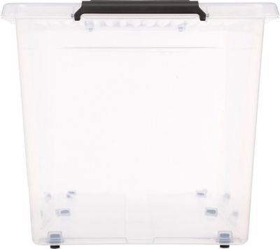 Boîte de rangement en plastique transparent avec roulettes Clip N' Box 75 L