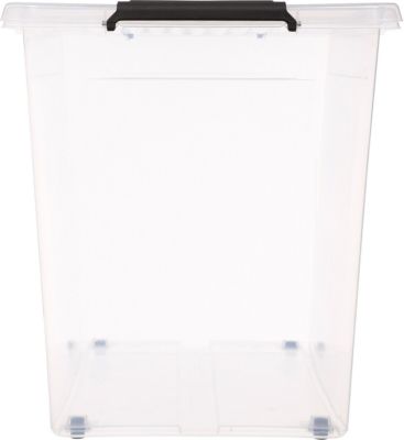 Boîte de rangement en plastique transparent avec roulettes Clip N' Box 80 L