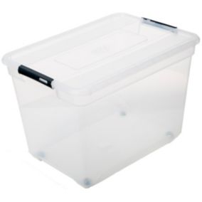 Boîte de rangement en plastique transparent avec roulettes Solutions 100 L