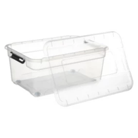 Boîte de rangement en plastique transparent avec roulettes Solutions 40 L