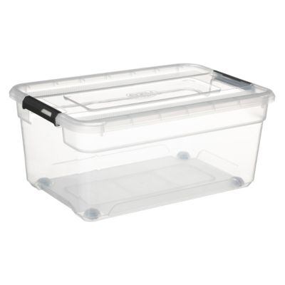 Boîte de rangement en plastique transparent avec roulettes Solutions 40 L