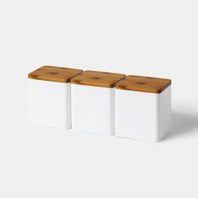 Boîte de rangement GoodHome Budu avec couvercle bambou, 3 pièces