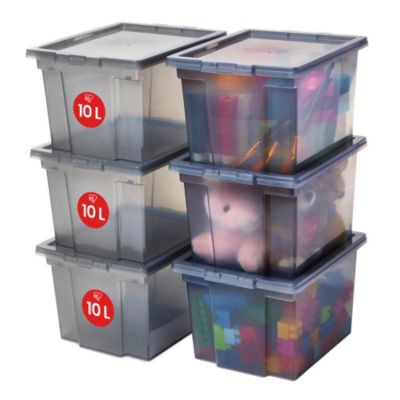 Iris Ohyama, Lot De 3 Boîtes De Rangement, Boite De Rangement, Boite Plastique, 11 L, Empilable,Chambre,Salon, Salon - Modular Clear Box MCB-11 - Transparent