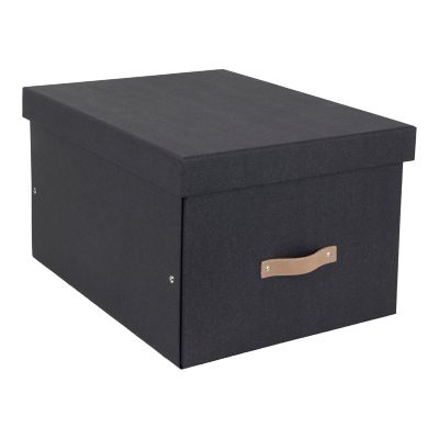 Boîte rectangulaire en métal noir avec couvercle effet bois