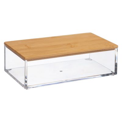 Boîte de rangement salle de bain avec couvercle en bambou, l. 9,6 x H.5,3 x P.16cm, Five Simply Smart Selena