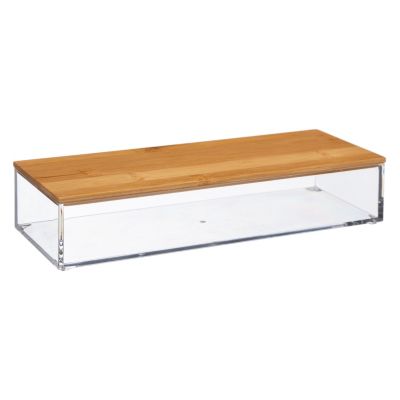 Boîte de rangement salle de bain avec couvercle en bambou, l. 9,7 x H.5,3 x P.25,6cm, Five Simply Smart Selena