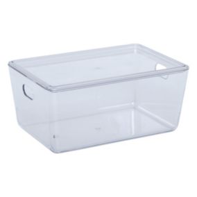 Boite de rangement salle de bains avec couvercle 4L transparente, 5Five Simply Smart Cleary