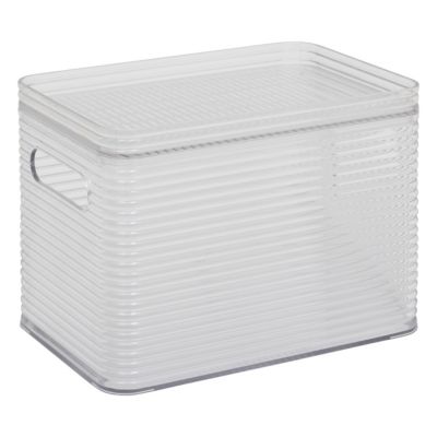 Boite de rangement salle de bains avec couvercle l.15,3 x H.22,7 x P.17,4 cm, 5Five Simply Smart Plastor