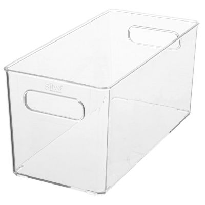 Boite de rangement salle de bains transparente l.14,3 x H.15,2 x P.31 cm, 5Five Simply Smart Selena