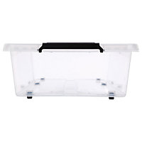 Boîte de rangement sous lit en plastique transparent avec roulettes Clip N' Box 50 L