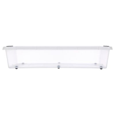 Boîte de rangement sous lit en plastique transparent avec roulettes Clip N' Box 50 L