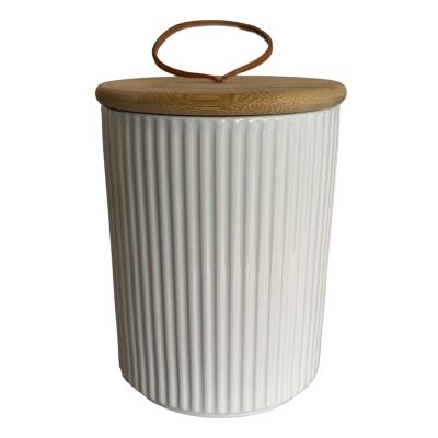 Boîte en céramique striée blanc avec couvercle 0,98 L Guy Levasseur