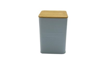 Boîte en métal Ornami bleu avec couvercle en bambou 1,58 L