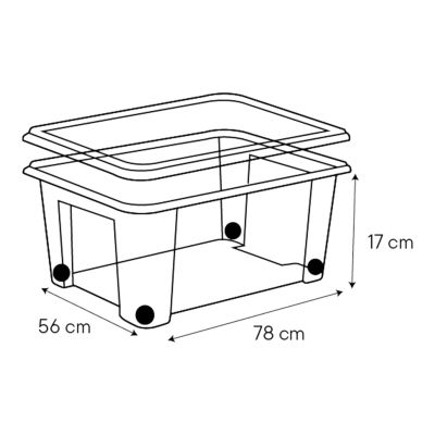 Boîte en plastique 50 L l.56 x H.17 x P.78 cm Kaze transparent