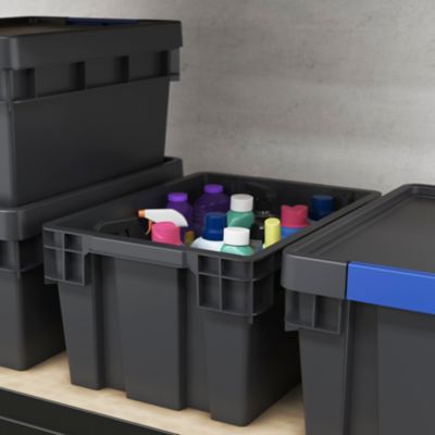 Boîte en plastique recyclé GoodHome Xago gris 15 L (S)