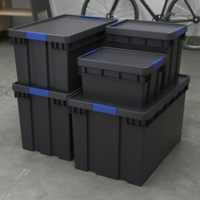 Boîte en plastique recyclé GoodHome Xago gris 24 L (M)
