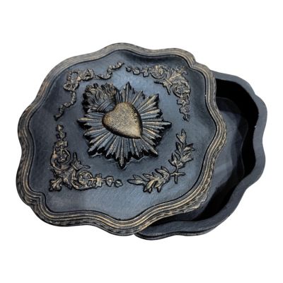 Boite ex-voto noir patiné 12x11x4cm