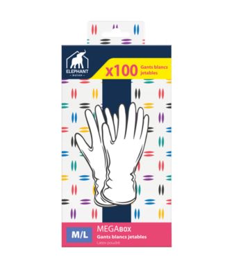 Boîte gants latex blanc jetable Elephant taille M/L Elephant
