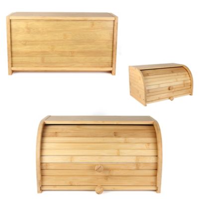 Boite pain bambou naturel FISHTEC couvercle coulissant planche decouper rainuree