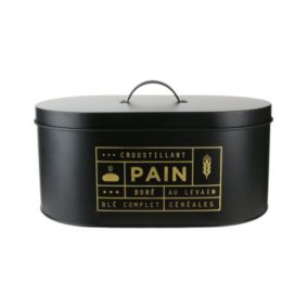 Boite à pain en métal noir mat Nora