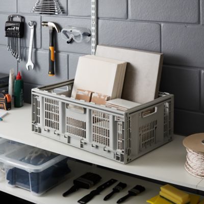 Boîte pliable en plastique recyclé GoodHome Foldie gris 46 L