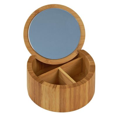 Boite ronde à bijoux en bois avec miroir - REGINA 3147