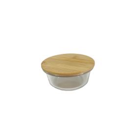 Boîte ronde en verre avec couvercle hermétique en bambou 0,34 L Ornami