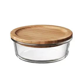 Boîte ronde en verre avec couvercle hermétique en bambou 0,62 L