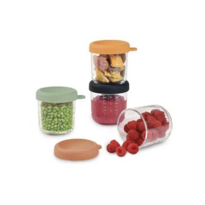 Boites repas en verre BEABA Sunrise Color Mix 4x250 ml avec couvercles hermetiques