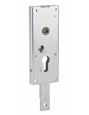 Boitier de serrure en applique à double entrée à fouillot pour garage basculante, 1pts bas, 60x160mm, carré 7mm, gris - THIRARD
