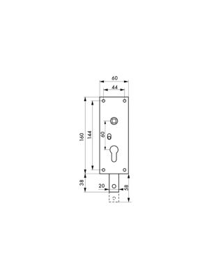 Boitier de serrure en applique à double entrée à fouillot pour garage basculante, 1pts bas, 60x160mm, carré 7mm, gris - THIRARD