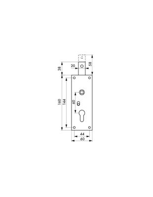 Boitier de serrure en applique à double entrée à fouillot pour garage basculante, 1pts haut, 60x160mm, carré 7mm, gris - THIRARD