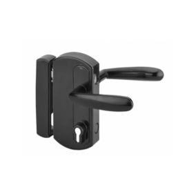 Boitier de serrure en applique double entrée à fouillot pour portail, réversible, axe 61.5mm, 81.5x170mm, noir - THIRARD