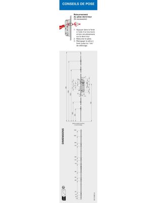 Boitier de serrure enc. Secury à cylindre ,entrée, axe 35mm, entr'axe 92mm, 5pts, H. 2285mm, 6-26459-01-0-1 - FERCO by THIRARD