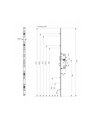 Boitier de serrure enc. Secury à cylindre ,entrée, axe 50mm, entr'axe 92mm, 5pts, H. 2150mm, 6-31998-17-0-1 - FERCO by THIRARD