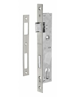 Boitier de serrure encastrable à cylindre pour menuiserie métallique, axe 21mm, bouts carrés, inox - THIRARD