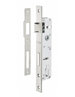 Boitier de serrure encastrable à cylindre pour menuiserie métallique, axe 25mm, bouts carrés, zingué - THIRARD