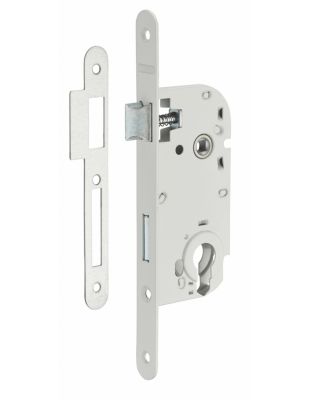 Boitier de serrure encastrable à cylindre pour porte d'entrée, axe 40mm, bouts ronds, blanc - THIRARD