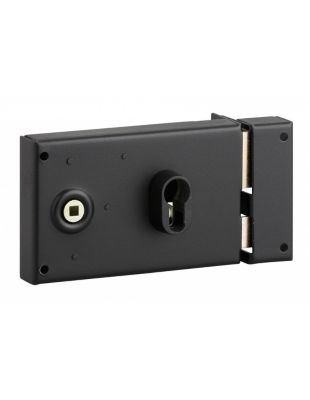 Boitier de serrure horizontale en applique double entrée à fouillot pour entrée, droite, axe 53mm, 140x88mm, noir - THIRARD