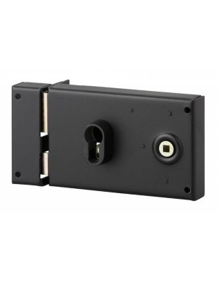 Boitier de serrure horizontale en applique double entrée à fouillot pour entrée, gauche, axe 53mm, 140x88mm, noir - THIRARD