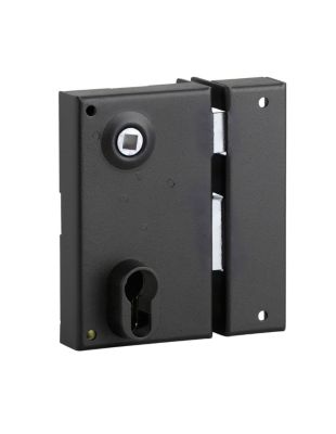 Boitier de serrure verticale en applique double entrée à fouillot pour entrée, droite, axe 45mm, 73x125mm, noir - THIRARD
