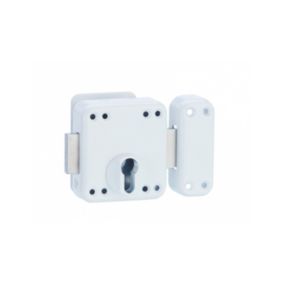 Boitier de verrou double entrée Rafale pour porte d'entrée à cylindre, acier, epoxy blanc - THIRARD