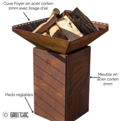 Bol A Feu Cevenol Corten Normal Carre 74 Simple Cuve