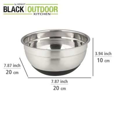 Bol rond en inox et silicone noir Aru 1,7 L