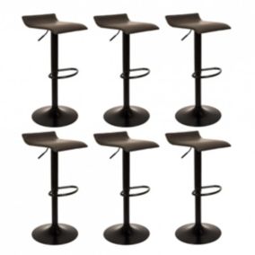 BOLY - Lot de 6 Tabourets Simili Cuir Marron Foncé