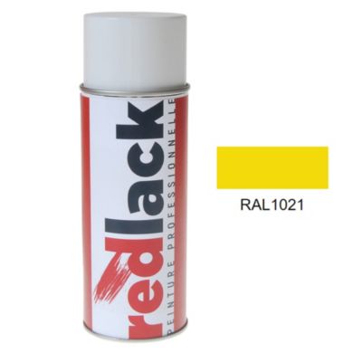 Bombe de peinture Aérosol - spray - 400ml - RAL 1021 Jaune colza - Brillant - multisupport - Redlack - RAL1021