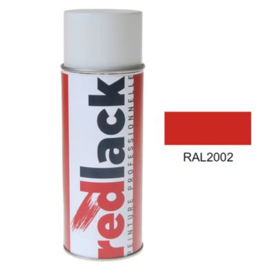 Bombe de peinture Aérosol - spray - 400ml - RAL 2002 Orangé  - Satiné - multisupport - Redlack - RAL2002